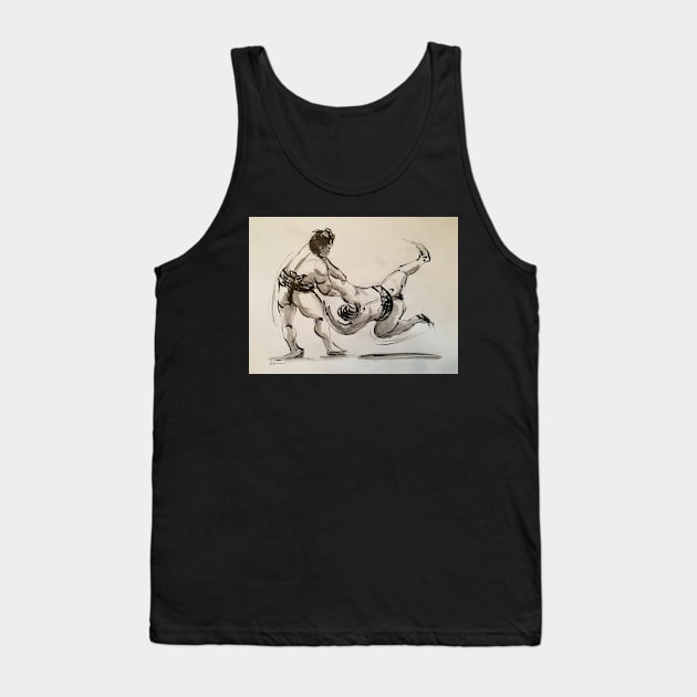 Sumo #17 - Sumo wrestlers ink wash painting on paper Tank Top by tranquilwaters